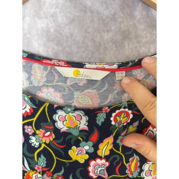 Boden Evelyn Floral Jersey Midi Long Sleeve Dress sz 4R Boho Whimsy Cottage - Picture 4 of 13